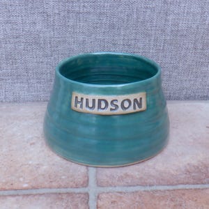 Personalised handmade small cavalier spaniel dog long eared water food bowl stoneware ceramic