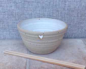 Handmade noodle soup  salad or rice serving bowl hand thrown stoneware pottery ceramic