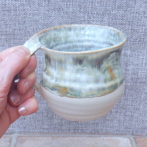 Left handed coffee mug tea cup wheelthrown in stoneware hand thrown ceramic handmade pottery lefthanded ready to ship