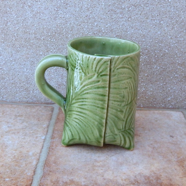 Coffee mug tea cup tripod handmade pottery ceramic stoneware