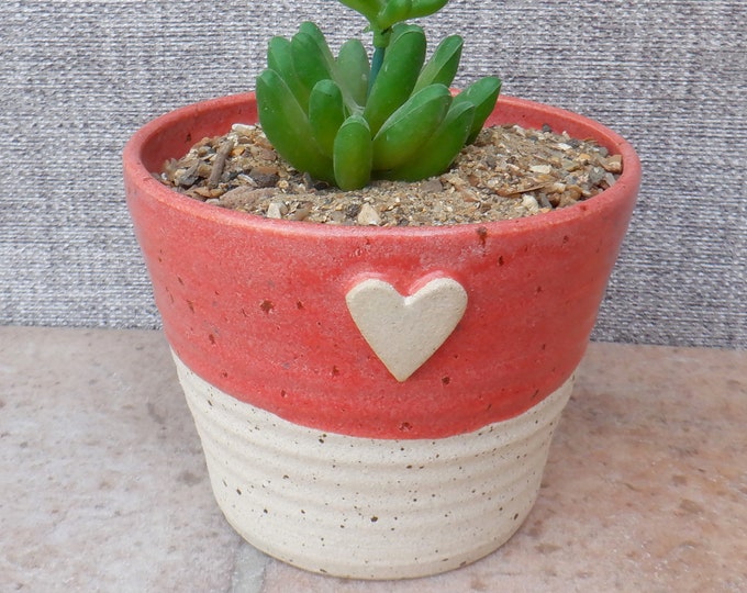 Succulent or cactus holder planter handmade stoneware handthrown pottery wheel thrown heart ceramic plant pot cacti ready to ship…