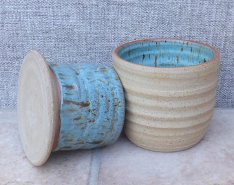 French butter dish crock keeper handmade hand thrown stoneware ceramic France