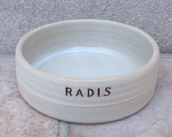 Personalised extra large dog feeding bowl wheelthrown stoneware pottery hand thrown ceramic handmade