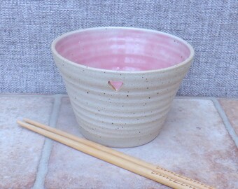 Noodle or rice serving ramen bowl hand thrown stoneware pottery ceramic wheelthrown handmade heart ready to ship