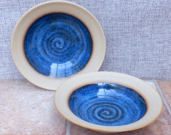 Pair of soup or cereal, noodle or rice serving bowl wheel thrown in stoneware ceramic pottery handmade handthrown ready to ship