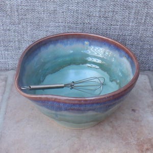 Salad dressing sauce mixing serving bowl vinaigrette whisking egg hand thrown stoneware handmade ceramic