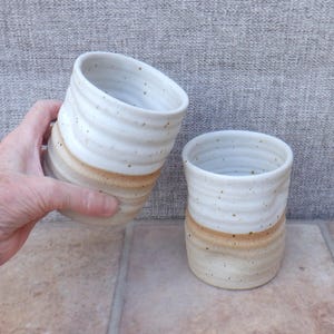 Pair of water beaker juice tumbler milk  cup handthrown in stoneware wheel thrown pottery handmade ceramic handleless mug ready to ship