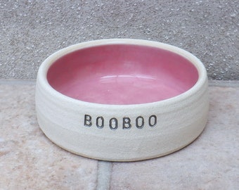 Handmade personalised medium dog bowl Stoneware Ceramic puppy food Pet Feeding dish colour choice