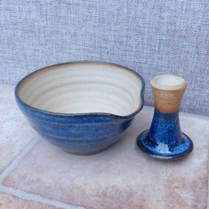 Mörser Gewürz oder Kräutermühle Steinzeug hand geworfen Keramik Handarbeit