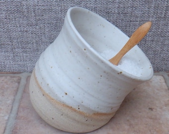 Salt pig holder or cellar hand thrown stoneware wheelthrown ceramic handmade pottery ready to ship