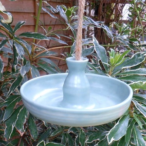 Bird feeder hand thrown in stoneware weatherproof pottery frost proof ceramic handmade wheelthrown ready to ship