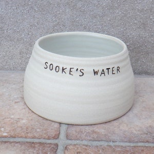 Personalised handmade small cavalier spaniel dog long eared water food bowl stoneware ceramic