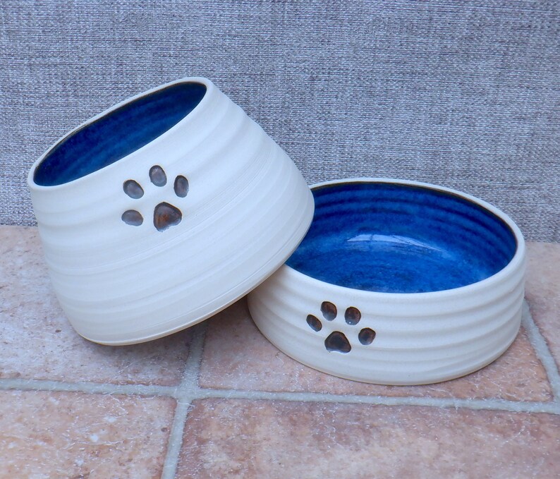 Pair of Large Spaniel Dog Food Water Bowls Long Eared Ears Etsy