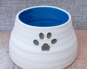 Custom large spaniel water or food bowl long eared dog ears dish hand thrown stoneware pottery wheelthrown ceramic handmade