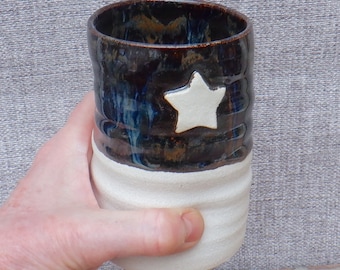 Water or juice beaker tumbler cup hand thrown stoneware handmade pottery wheelthrown ceramic star ready to ship