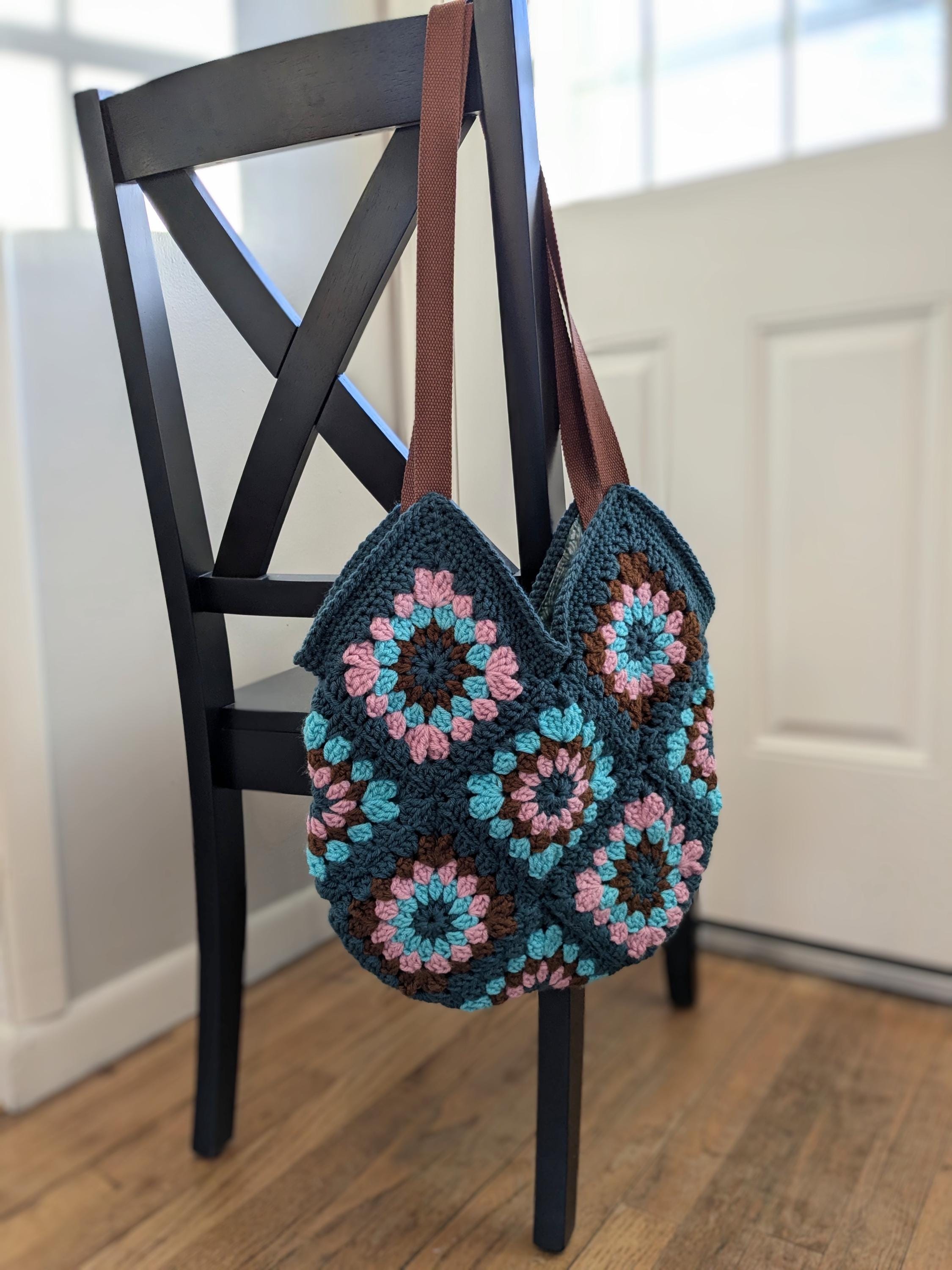 Crocheted Granny Square Tote Bag Etsy