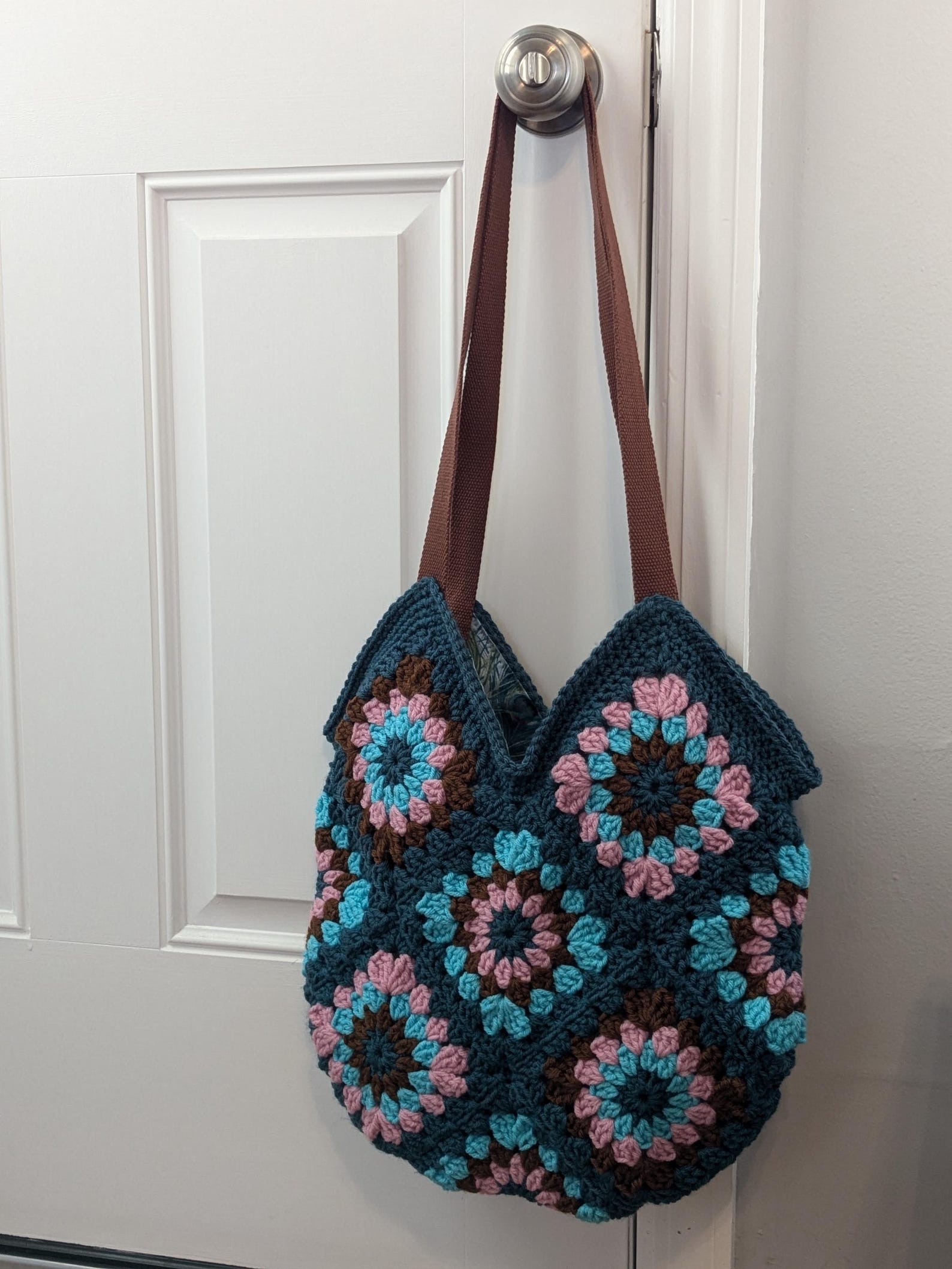 Crocheted Granny Square Tote Bag Etsy