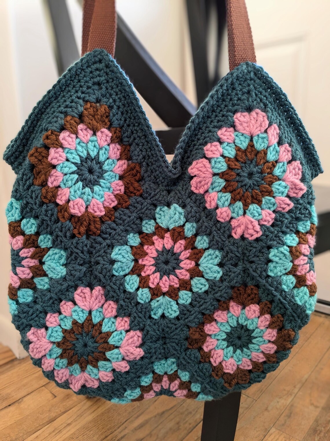 Crocheted Granny Square Tote Bag Etsy