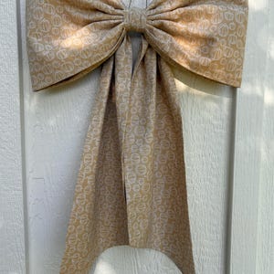 Large Decorative Fabric Bow- Tan Pumpkin- wreath bow, door hangings