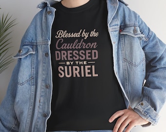 Blessed by the Cauldron Unisex Heavy Cotton Tee, Witchy Shirt, Halloween Tee, Gift for Witches, Casual Vintage Tee