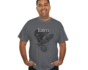 Distressed Tarin Dragon Tee, Forth Wing Inspired Shirt - Unisex Heavy Cotton T-Shirt, Vintage Dragon Graphic Tee, Mythical Creature Top,