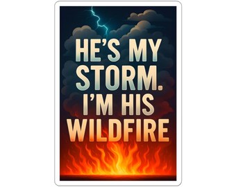 Romantic Kiss-Cut Stickers for Couples, Fire and Storm Theme, Laptop Decals, Relationship Gifts, Love Expressions