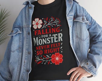 Falling for a Monster T-Shirt, Cute Halloween Tee, Unisex Heavy Cotton Shirt, Monster Lover Gift, Spooky Season Apparel