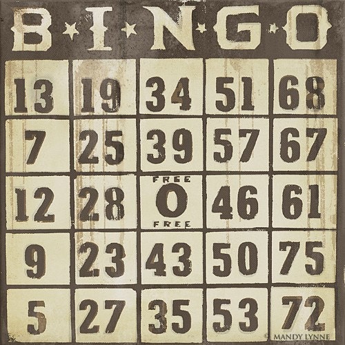 Vintage bingo 8x8 art print | Etsy
