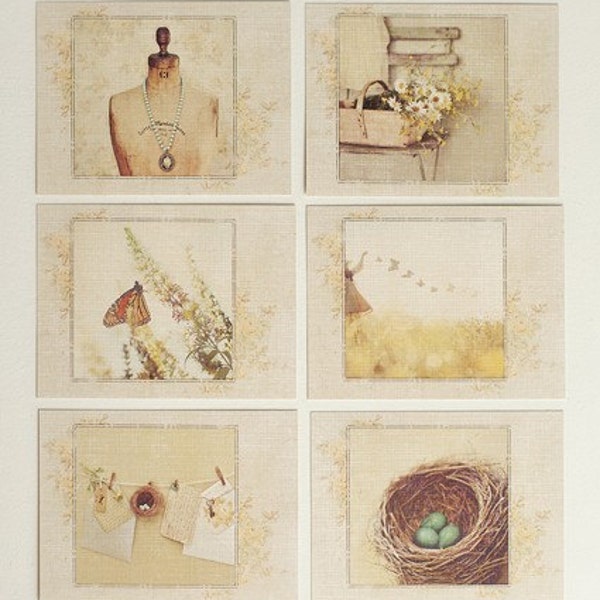 Nostalgia Yellow Postcards - gift set of 6