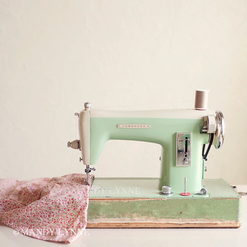 Vintage sewing machine art print image 1