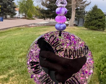 Click Around and Find Out: Chicken Glitter Rearview Mirror Accessory
