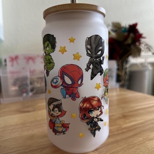Avengers/Spiderman 18 oz Frosted Glass Tumbler