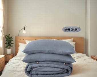 Juego de fundas nórdicas Queen – Juego de fundas nórdicas azul polvoriento para camas individuales y matrimoniales – Funda nórdica para cama