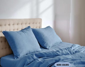 Juego de funda nórdica de 3 piezas – Funda nórdica de lino suave con 2 fundas de almohada – Ropa de cama tamaño king