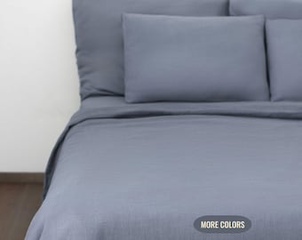 Juego de cama azul polvoriento tamaño matrimonial - Juego de cama con funda nórdica - Funda de almohada y funda nórdica hipoalergénicas