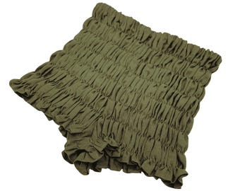 Pantalones cortos de lino verde oliva oscuro – Pantalones bombachos bohemios de verano con cintura fruncida