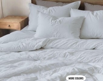 Juego de ropa de cama con funda nórdica: fundas de almohada y fundas nórdicas de lino: tamaño King, Queen y Full