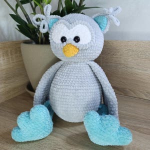Cuddly Crochet Owl Plush Toy, Colorful Amigurumi Owl Bird, Baby Baptism Gift, Owl Soft Stuffed Toy For Kids, Cute Nursery Decor Present