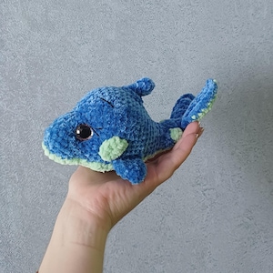 Personalized Fish Plushie, Custom Dolphin Plush, Crochet Under The Sea Toy, Blue Dolphin Ornament, Soft Sea Creature Gift, Crochet Dolphin