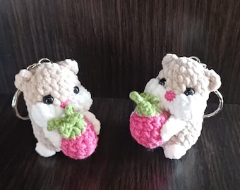 Zestaw szydełkowych pasujących breloków, pluszowy brelok amigurumi, szydełkowe breloki dla pary chomików, brelok przyjaźni, uroczy prezent walentynkowy dla niej