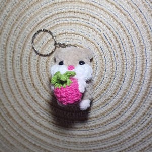 Crochet set of hamster matching keychains, Mini crochet animals keychains, Custom couple keychain gift, Valentine plush hamster gift for her