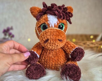 Cute Horse Crochet Plushie Toy, Amigurumi Stuffed Horse Doll, Baby Gift Soft Toy, Crochet Horse Plush, Handmade Horse Lover Gift