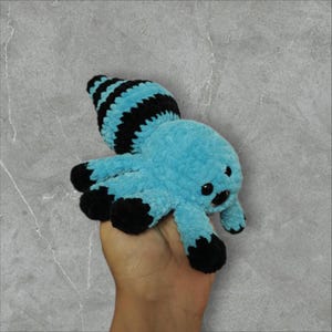 Cute Velvet Spider Plush, Unique Girlfriend Gift, Adorable Crochet Amigurumi, Kawaii Crochet Spider Plushie, Halloween Girlfriend Gift Idea