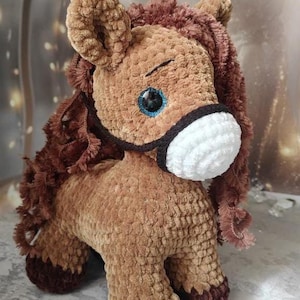 Cute Horse Crochet Plushie Toy, Amigurumi Stuffed Horse Doll, Baby Gift Soft Toy, Crochet Horse Plush, Handmade Horse Lover Gift