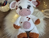 Baby Gift Soft Toy, Cute Crochet Cow Plushie, Amigurumi Stuffed Cow, Newborn Plush Toy, Handmade Cow Toy, Soft Stuffed Cow Gift