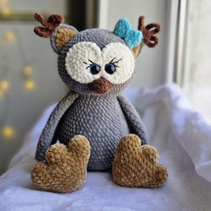 Unique Custom Plush Owl Toy, Cute Crochet Bird Plush, Baby Gift Idea Soft Toy, Sons Girlfriend Gift Idea, Personalized Cuddly Cute Owl Toy