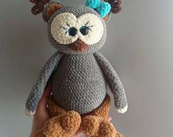Peluche gufo personalizzato unico, grazioso uccello di peluche all'uncinetto, idea regalo per neonati, idea regalo per la fidanzata del figlio, peluche gufo personalizzato e tenero
