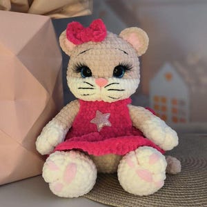 Hospital Staff Gift, Crochet Cat Plush Toy, Nurse Doctor Appreciation, Soft Comfort Kitty, Handmade Amigurumi Stuffed Animal Cat Doll