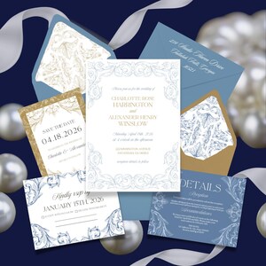Suite de faire-part de mariage Amour Éternel | Modèle de toile modifiable | Élégant et intemporel | RSVP et carte de détails imprimables | Téléchargement instantané