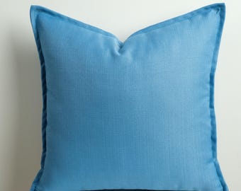 Blue Outdoor Pillow Cover | Waterproof Cushion Case | Custom Sizes & 19 Colors | Durable Lumbar Pillow for Summer Patio and Garden Décor